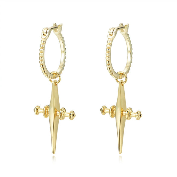 Wholesale Women's 925 Sterling Silver Geometric Cross Earrings With Electroplating
