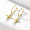 Wholesale Women's 925 Sterling Silver Geometric Cross Earrings With Electroplating