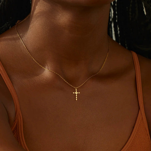Wholesale Women's Sterling Silver 925 Geometric Cross Ochain Necklace With Electroplating
