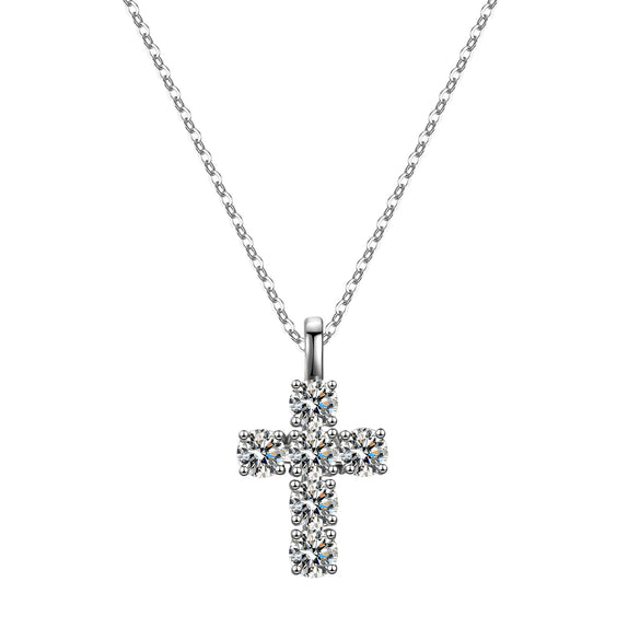 Wholesale Women's 925 Sterling Silver Geometric Cross Pendant Necklace With Ochain