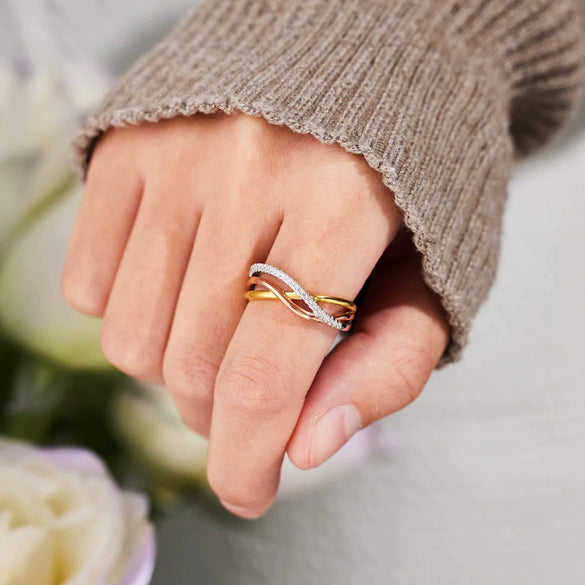 Wholesale Women's 925 Sterling Silver Geometric Cross Ring With Electroplating