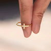 Wholesale Women's 925 Sterling Silver Geometric Cross Zircon Ring With Electroplating