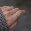 Wholesale Women's 925 Sterling Silver Geometric Cross Zircon Ring With Electroplating
