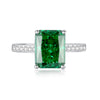 Wholesale Women's 925 Sterling Silver Geometric Cut Emerald Gem Ring Set With Diamonds