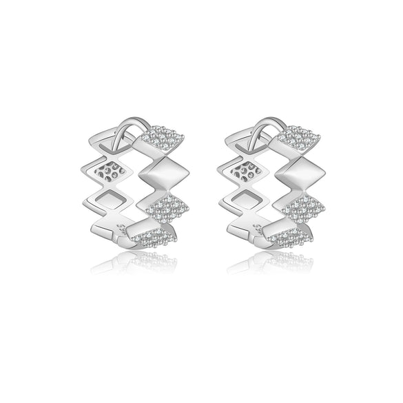 Wholesale Women's 925 Sterling Silver Geometric Design Earrings With Platinum And 18K Gold Electroplating