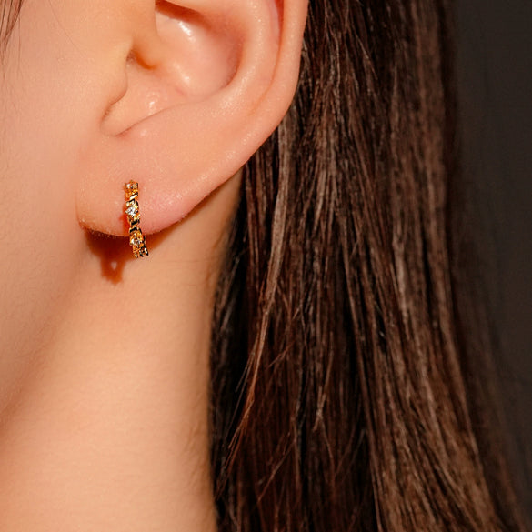 Wholesale Women's 925 Sterling Silver Geometric Design Earrings With Platinum And 18K Gold Electroplating