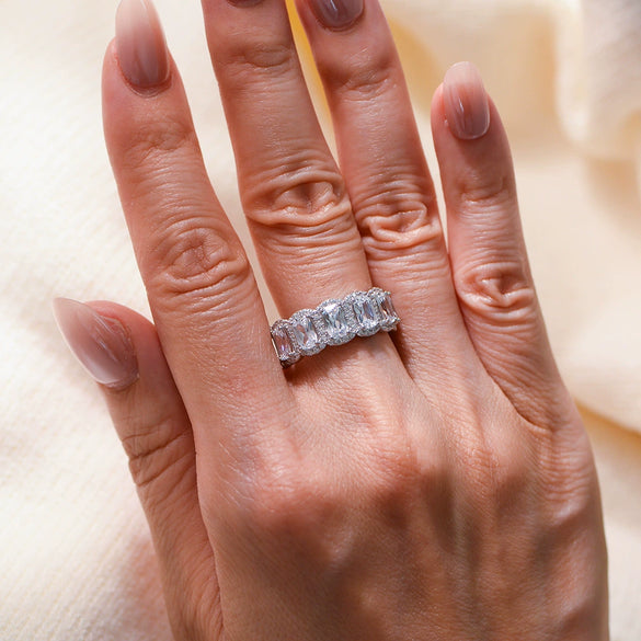Wholesale Women's Sterling Silver Geometric Diamond Ring And Bracelet