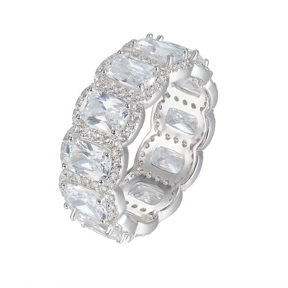Wholesale Women's Sterling Silver Geometric Diamond Ring And Bracelet