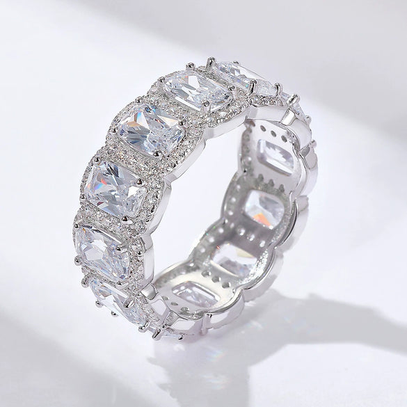 Wholesale Women's Sterling Silver Geometric Diamond Ring And Bracelet