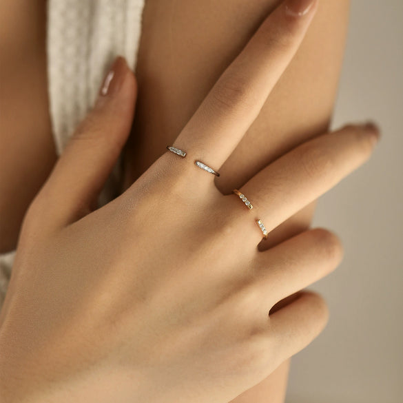 Wholesale Women's 925 Sterling Silver Geometric Diamond Ring Niche Design