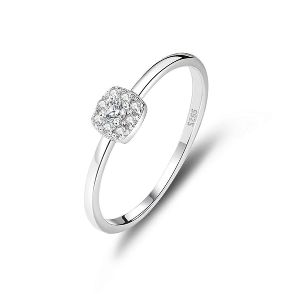 Wholesale Women's 925 Sterling Silver Geometric Diamondencrusted Electroplated Stacking Ring