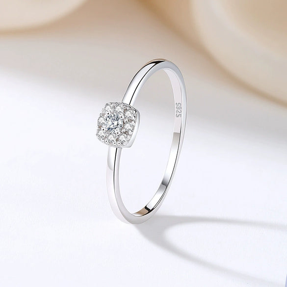 Wholesale Women's 925 Sterling Silver Geometric Diamondencrusted Electroplated Stacking Ring