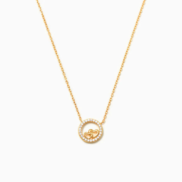 Wholesale Women's 925 Sterling Silver Geometric Double Heart Ochain Necklace With Electroplating