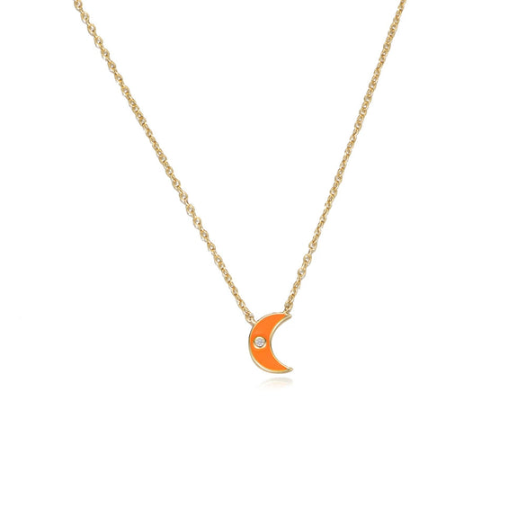 Wholesale Women's Sterling Silver 925 Geometric Dripping Oil Moon Clavicle Chain Necklace