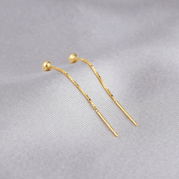 Wholesale Women's 925 Sterling Silver Geometric Drop Shape Mini Bean Tassel Short Ear Chain Earrings