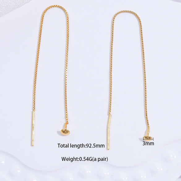 Wholesale Women's 925 Sterling Silver Geometric Handmade Beaded Ear Chain With Electroplating