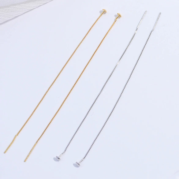 Wholesale Women's 925 Sterling Silver Geometric Handmade Beaded Ear Chain With Electroplating