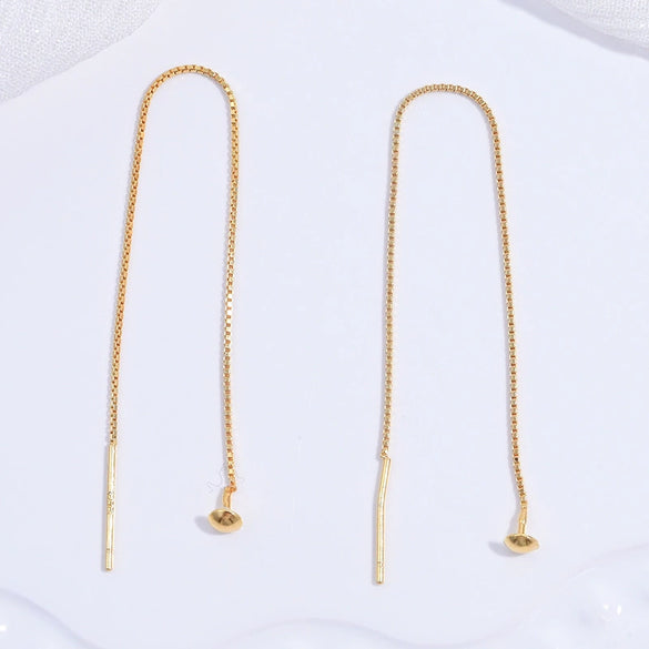 Wholesale Women's 925 Sterling Silver Geometric Handmade Beaded Ear Chain With Electroplating