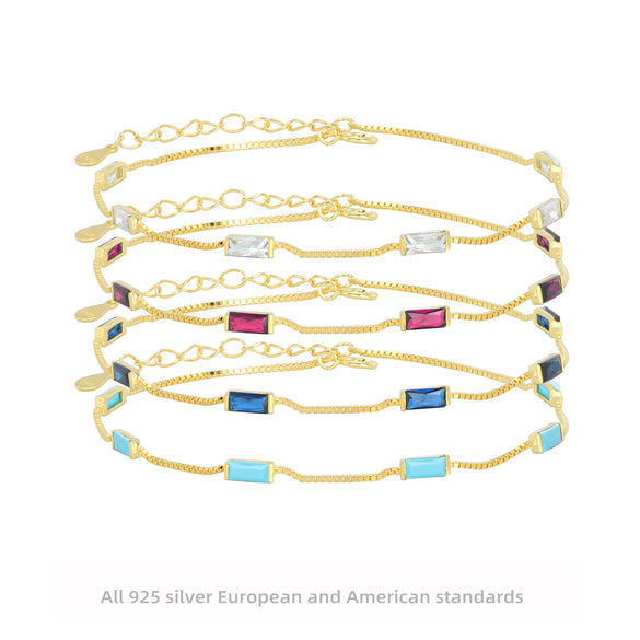 Wholesale Women's 925 Sterling Silver Geometric Inlaid Zircon Bracelet