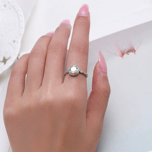 Wholesale Women's 925 Sterling Silver Geometric Inlaid Zircon Ring Light Luxury Style