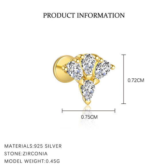 Wholesale Women's 925 Sterling Silver Geometric Irregular Round Flat Head Earrings With Zirconia
