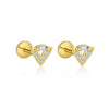 Wholesale Women's 925 Sterling Silver Geometric Irregular Round Flat Head Earrings With Zirconia