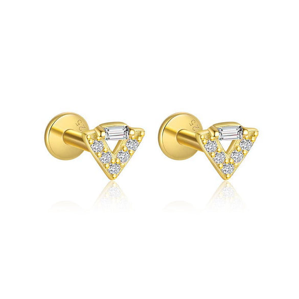 Wholesale Women's 925 Sterling Silver Geometric Irregular Round Flat Head Earrings With Zirconia