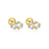 Wholesale Women's 925 Sterling Silver Geometric Irregular Round Flat Head Earrings With Zirconia