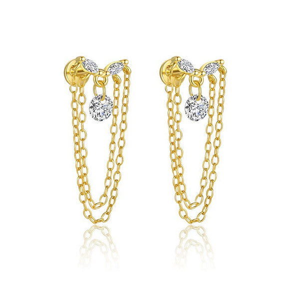 Wholesale Women's 925 Sterling Silver Geometric Irregular Round Flat Head Earrings With Zirconia