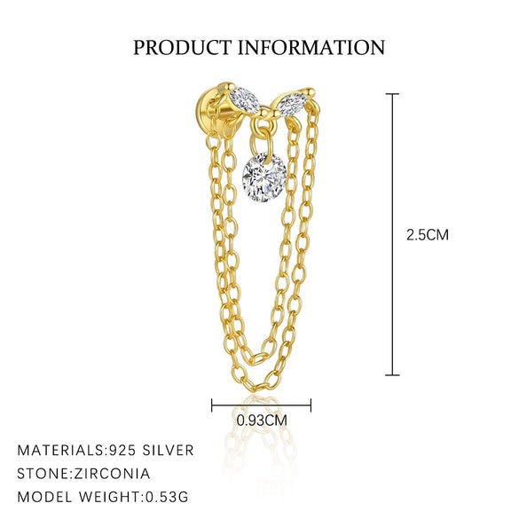 Wholesale Women's 925 Sterling Silver Geometric Irregular Round Flat Head Earrings With Zirconia