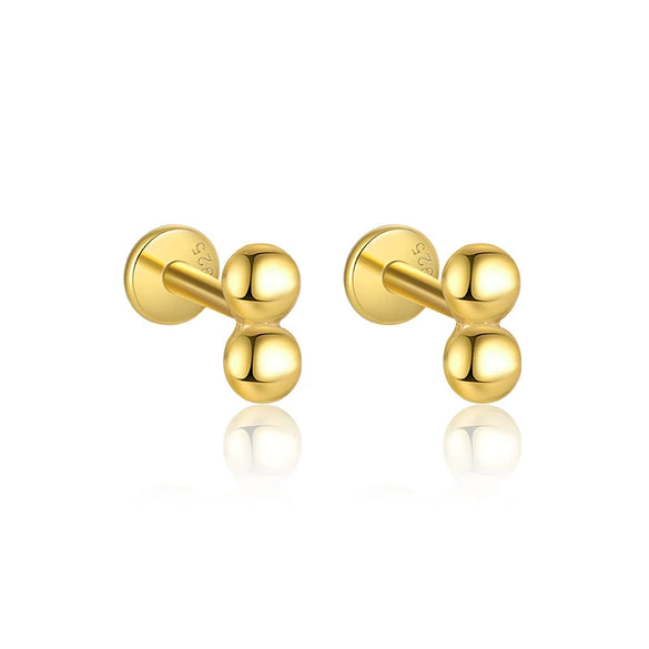 Wholesale Women's 925 Sterling Silver Geometric Irregular Round Flat Head Earrings With Zirconia