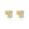 Wholesale Women's 925 Sterling Silver Geometric Irregular Round Flat Head Earrings With Zirconia