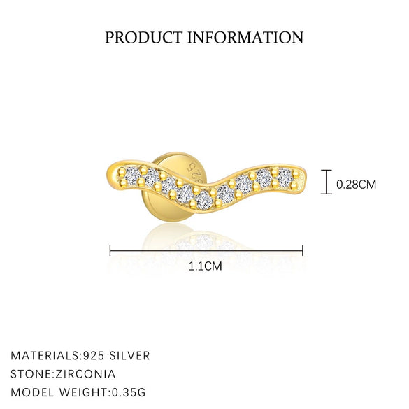 Wholesale Women's 925 Sterling Silver Geometric Irregular Round Flat Head Earrings With Zirconia