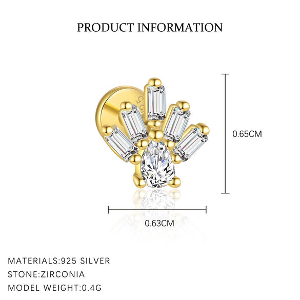Wholesale Women's 925 Sterling Silver Geometric Irregular Round Flat Head Earrings With Zirconia