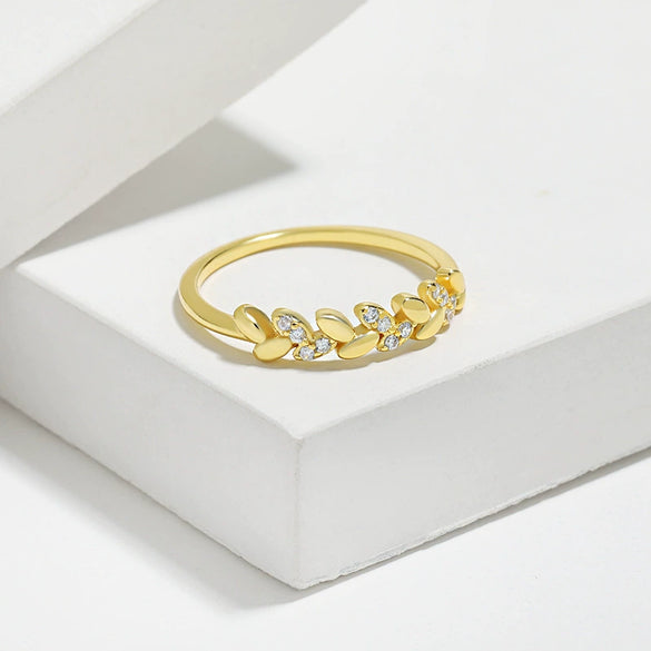 Wholesale Women's 925 Sterling Silver Geometric Leaf Petal Ring With Electroplating