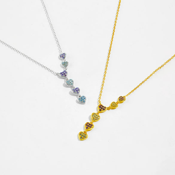 Wholesale Women's Sterling Silver Geometric Love Pendant Zircon Necklace With Platinum And 18K Gold Electroplating