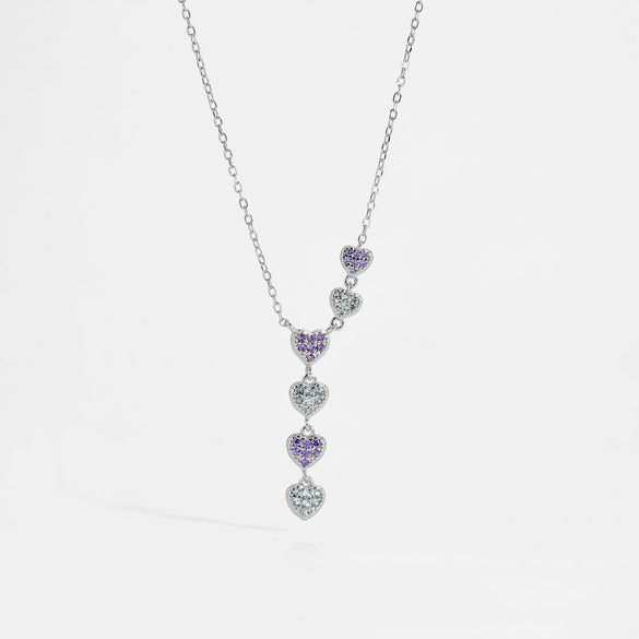 Wholesale Women's Sterling Silver Geometric Love Pendant Zircon Necklace With Platinum And 18K Gold Electroplating