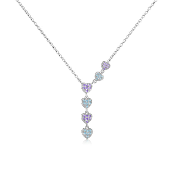 Wholesale Women's Sterling Silver Geometric Love Pendant Zircon Necklace With Platinum And 18K Gold Electroplating