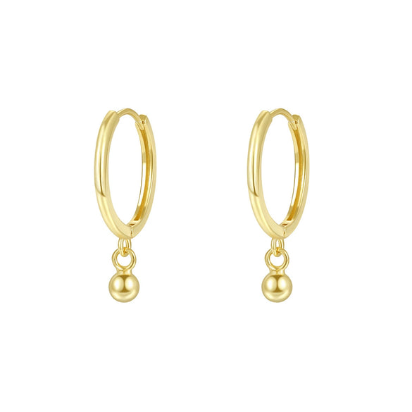 Wholesale Women's 925 Sterling Silver Geometric Minimalist Small Ball Earrings With Electroplating