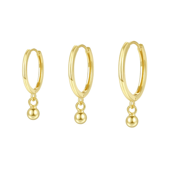 Wholesale Women's 925 Sterling Silver Geometric Minimalist Small Ball Earrings With Electroplating