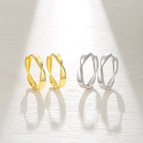 Wholesale Women's 925 Sterling Silver Geometric Mobius Mirror Electroplated Highend Earrings