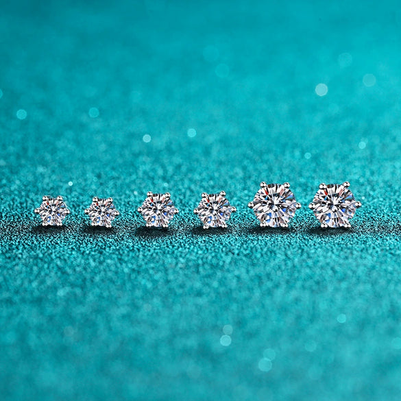 Wholesale Women's 925 Sterling Silver Geometric Moissanite Sixclaw Inlaid Electroplated Earrings