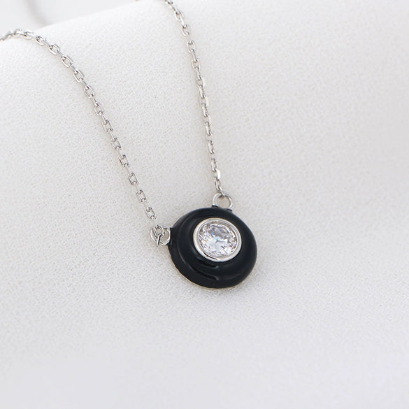 Wholesale Women's 925 Sterling Silver Geometric Oil Drop Single Diamond Zircon Cross Chain Necklace