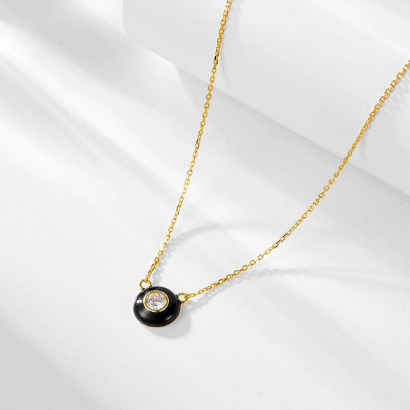Wholesale Women's 925 Sterling Silver Geometric Oil Drop Single Diamond Zircon Cross Chain Necklace