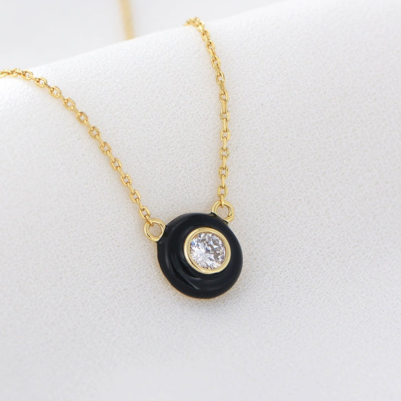 Wholesale Women's 925 Sterling Silver Geometric Oil Drop Single Diamond Zircon Cross Chain Necklace
