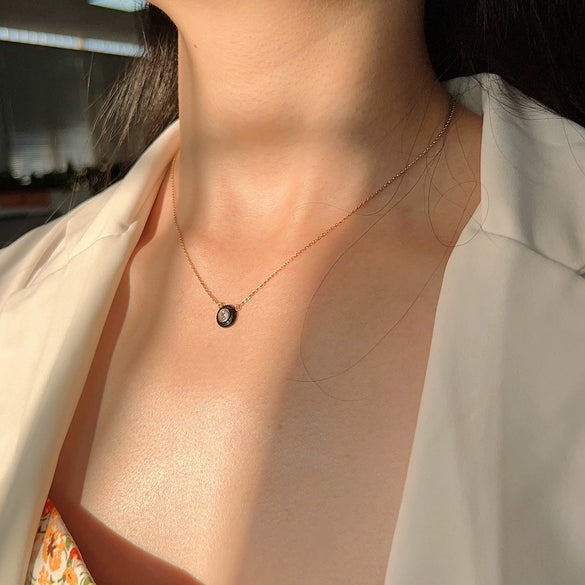 Wholesale Women's 925 Sterling Silver Geometric Oil Drop Single Diamond Zircon Cross Chain Necklace