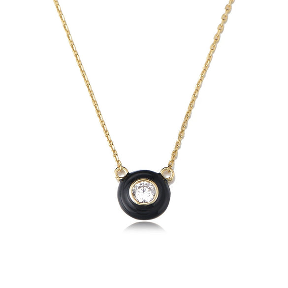 Wholesale Women's 925 Sterling Silver Geometric Oil Drop Single Diamond Zircon Cross Chain Necklace