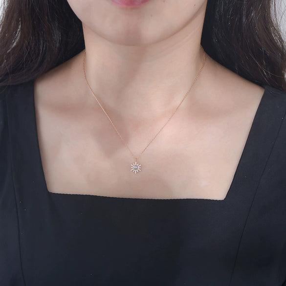 Wholesale Women's 925 Sterling Silver Geometric Opal Pendant Necklace With Cross Chain Set With Precious Stones