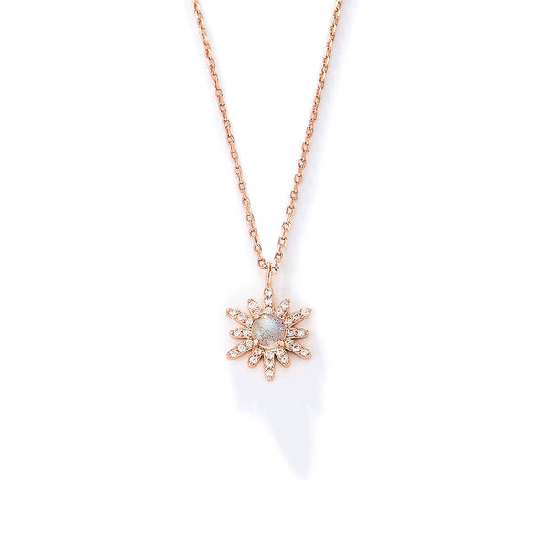 Wholesale Women's 925 Sterling Silver Geometric Opal Pendant Necklace With Cross Chain Set With Precious Stones