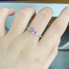 Wholesale Women's 925 Sterling Silver Geometric Pigeon Egg Ring With Pink Diamond Electroplated